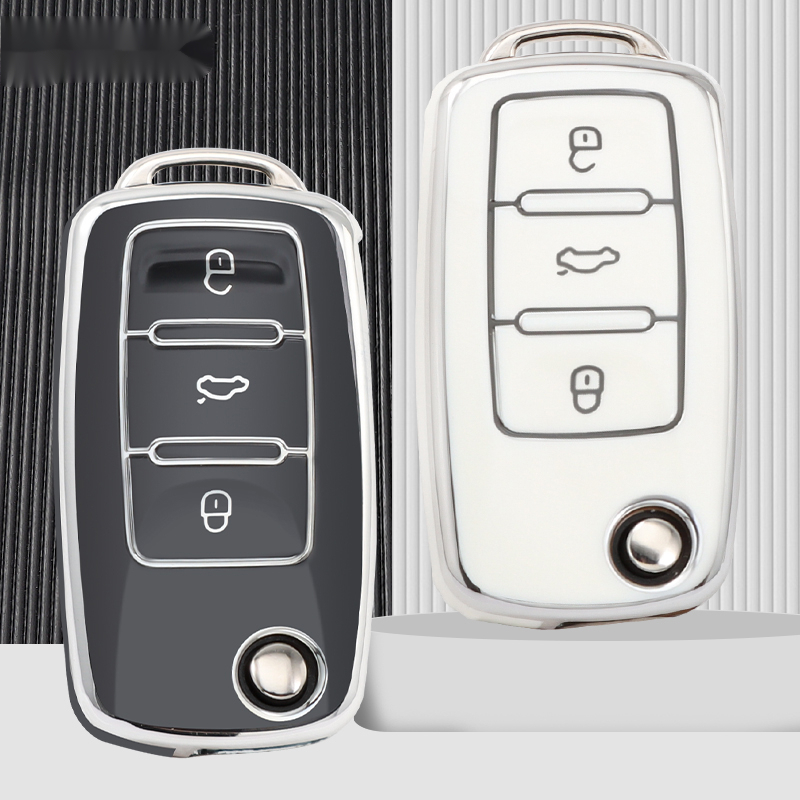 Pour VW Golf 7 Coque Housse Clé Télécommande Plip Étui Protection Noir  Brillant