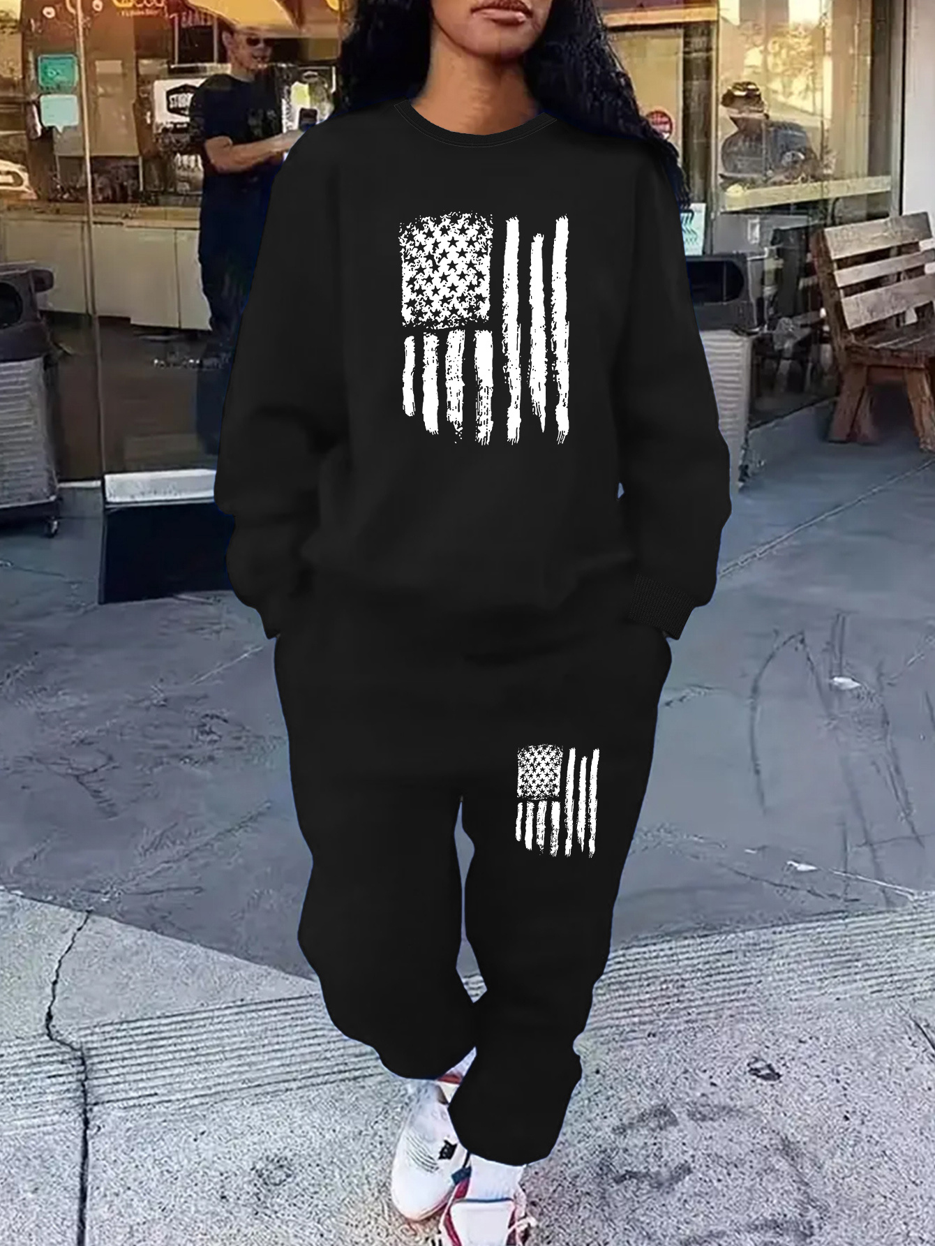 Men's Tracksuit Us Flag Print Hooded Sweatshirt Sweatpants - Temu