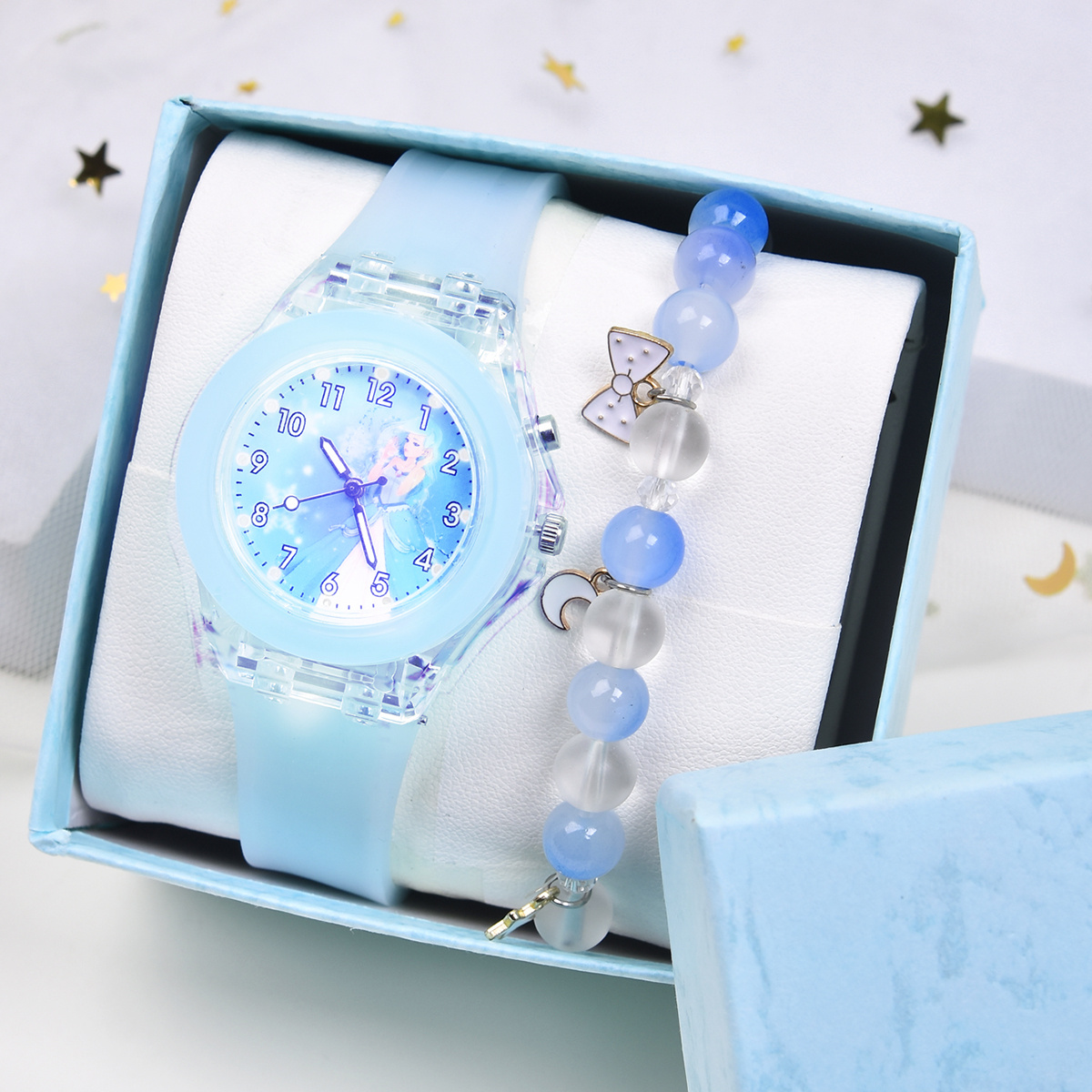 Crystal blue watch deals and bracelet set