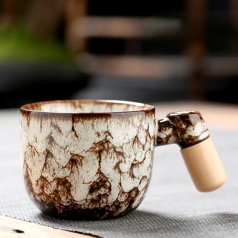 New Fashion Wooden Handle Tumbler Ceramic Simple Coffee Cup - Temu