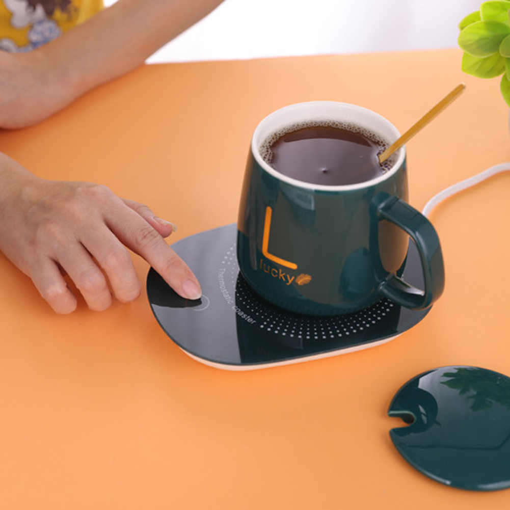 Coffee Mug Warmer & Mug Set, Beverage Cup Warmer for Desk Home Office Use,  Coffee Gifts, Electric 15 Watt, 12 OZ, AB-Grade Porcelain Cup Electric