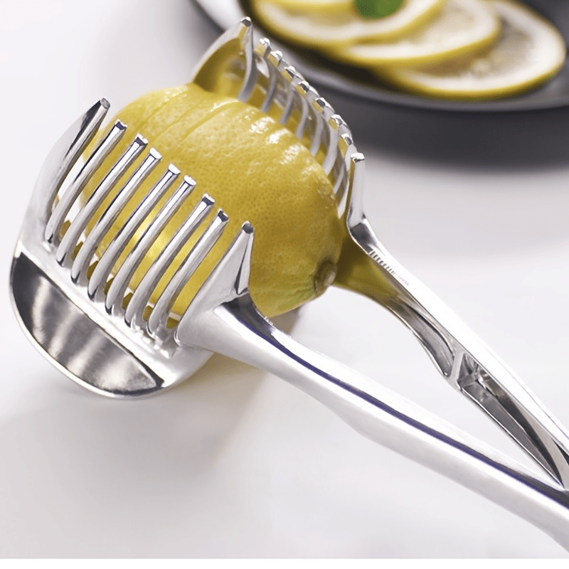 Onion Holder Slicer, Stainless Steel Tomato Lemon Potato Vegetable Holder  Slicer, Cutter Tool For Kitchen - Temu