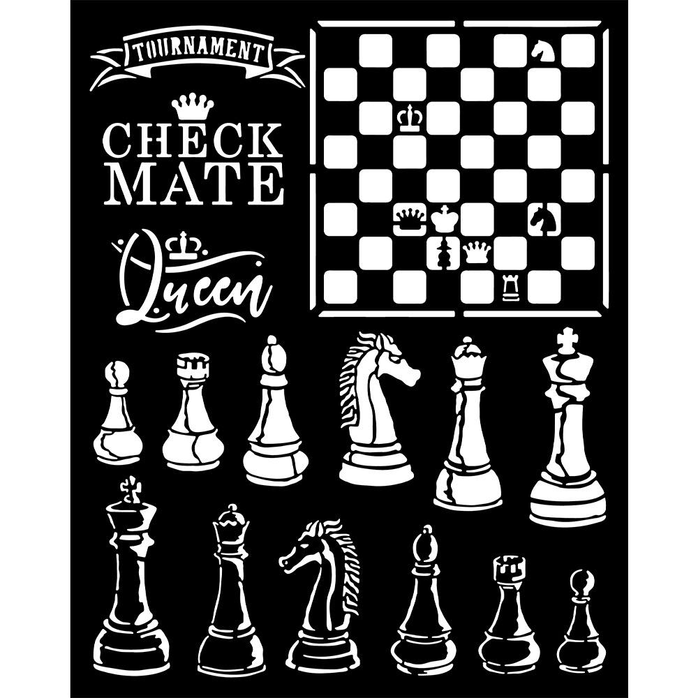 1pc Chess Painting Stencil 11.8x11.8inch Large Chess Pieces Stencil,  Reusable Chess Board Drawing Template, Square Black And White Checkerboard