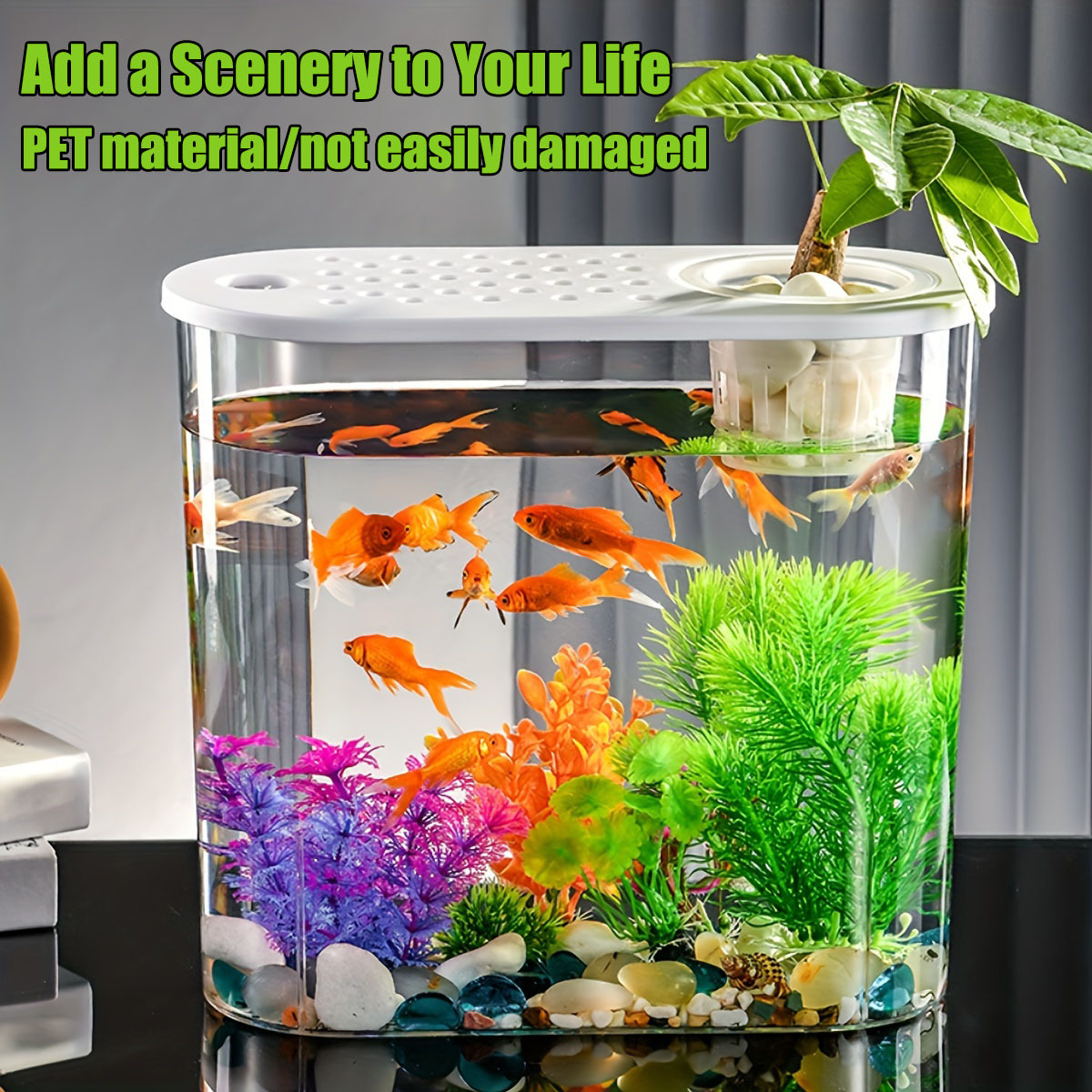 Aquarium Fish Bowl Goldfish Tank Tabletop Transparent - Temu