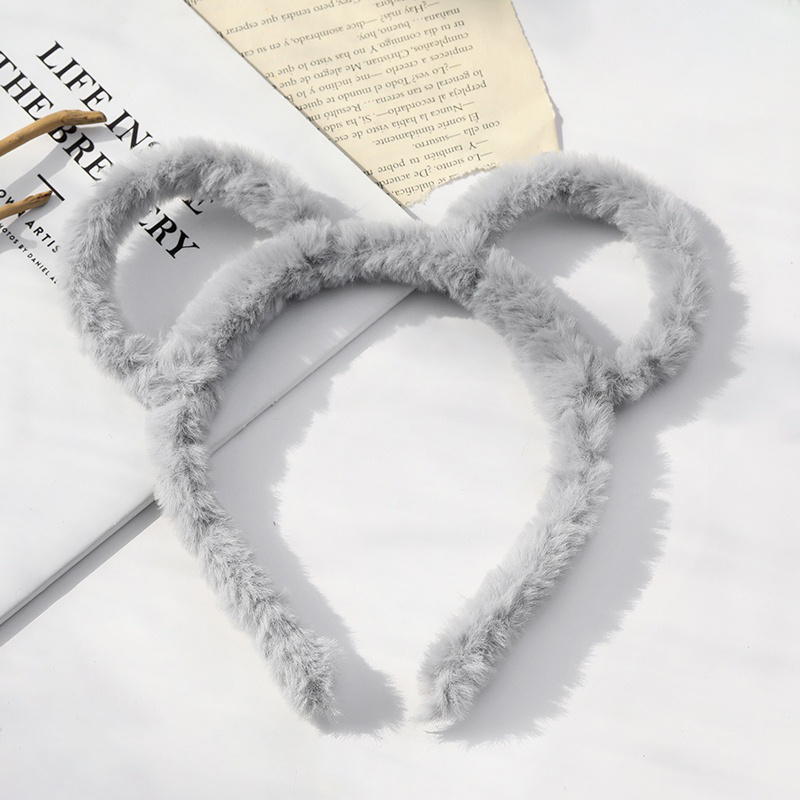 Plush Cat Ears Head Hoop for Makeup and Face Washing