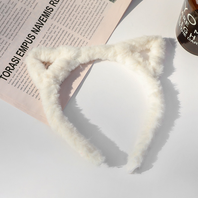 Plush Cat Ears Head Hoop for Makeup and Face Washing