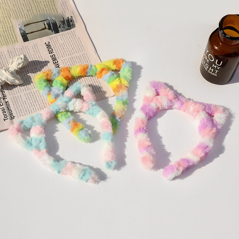 Plush Cat Ears Head Hoop for Makeup and Face Washing