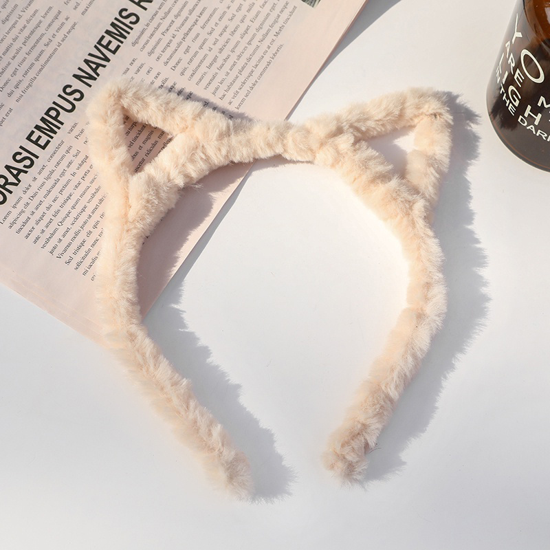 Plush Cat Ears Head Hoop for Makeup and Face Washing
