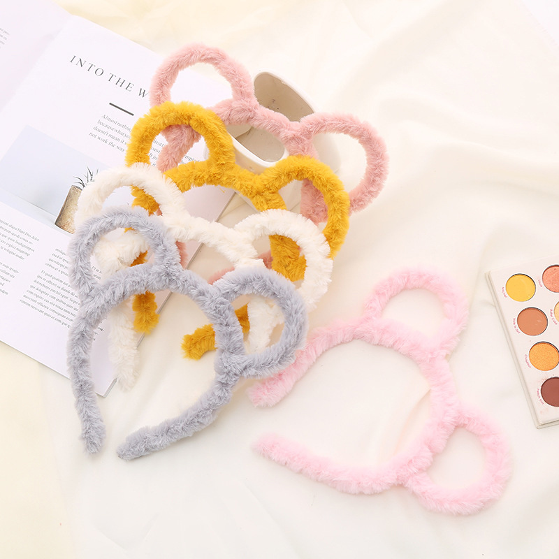Plush Cat Ears Head Hoop for Makeup and Face Washing