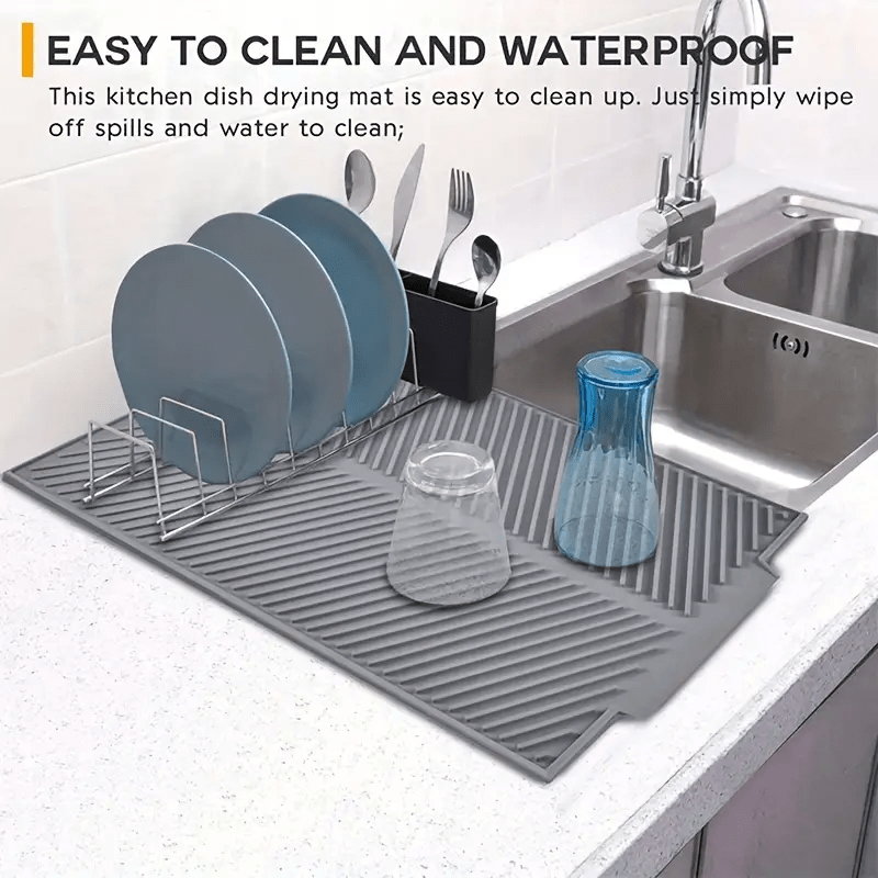 The Ultimate Kitchen Counter Solution: Silicone Drying Mat, Trifold Dish  Drainer, Hot Pot Holder & Non-slip Sink Mat - Dishwasher Safe! - Temu