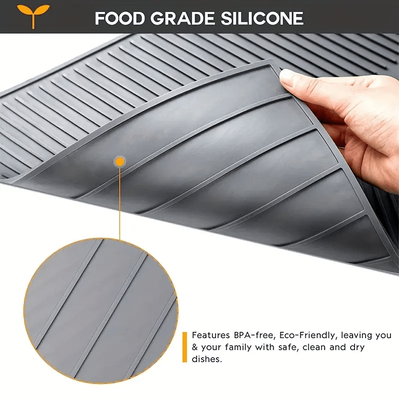 Silicone Drain Mat, Rectangle Multi Purpose Trivet Mat, Drying Dishes Pad  Heat Resistant Slip Proof Tray Draining Board Mat for Dishes Kitchen Sink  Counter Top Fridge Drawer Liner (Grey) - Yahoo Shopping