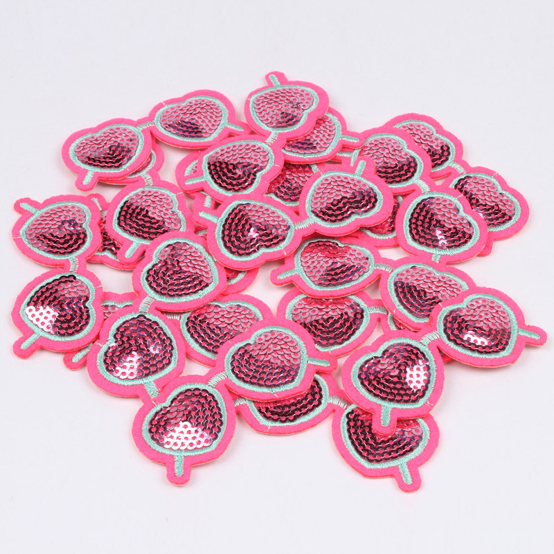 12pcs/lot Multi Smile Heart Patch Embroidery Sequin Patches DIY Craft  Sticker Iron On Bags Jeans Cloth Applique