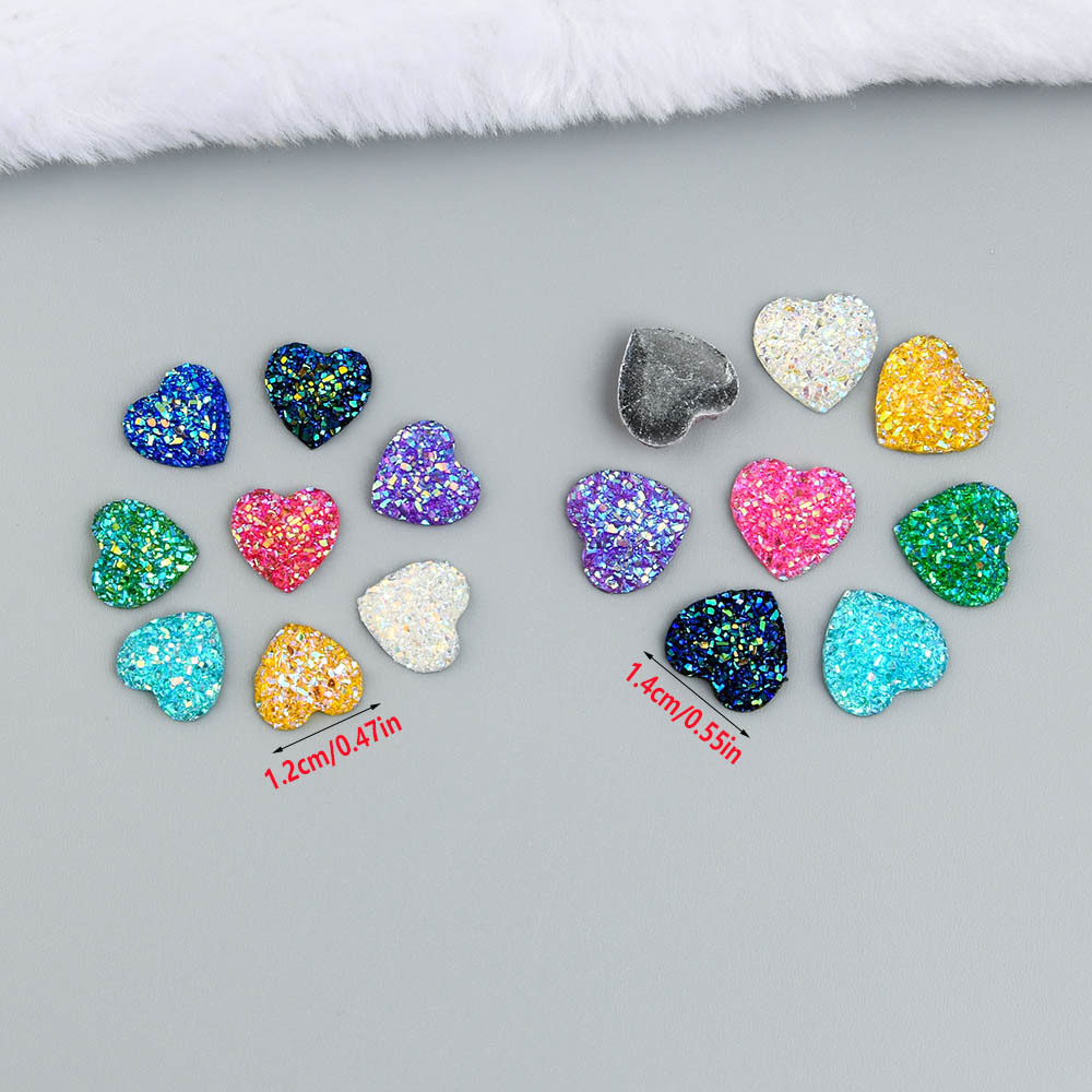 50 PCS Heart Rhinestone Buttons, ZYNERY 18mm Sewing Buttons Embellishments  Decoration, 5 Colors Glass Heart Flat Back Rhinestones Nail Charms for DIY