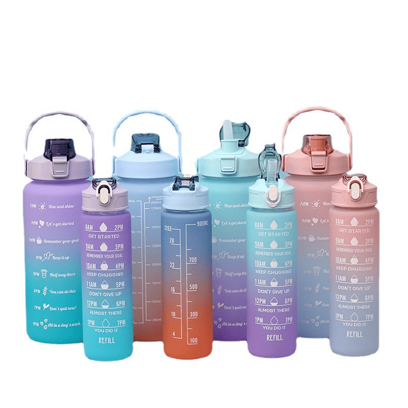 3pcs/Set 2024 Newest Gradient Color Sports Water Bottle Set With Straw &  Space Cup For Outdoor Activities, Perfect As New Year'S Gift