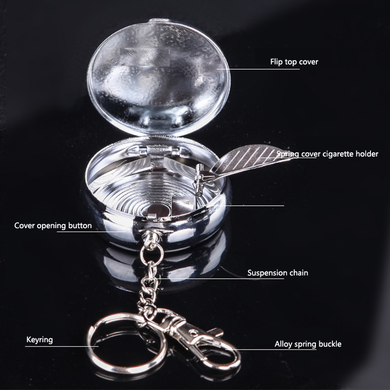 Creative Ashtray With Lid Mini Portable Ashtray Keychain - Temu