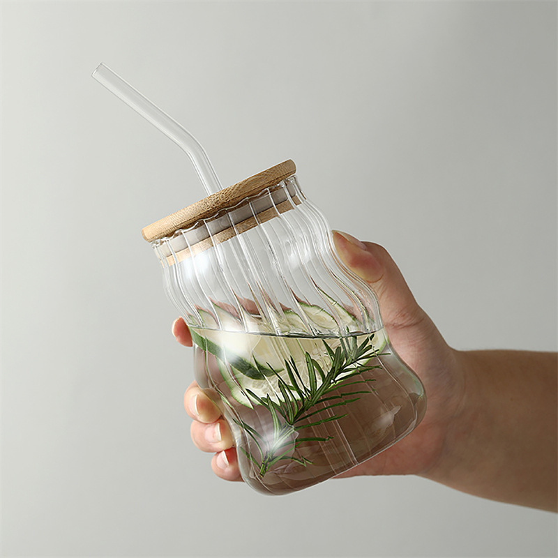 550ml/400ml Glass Cup With Lid and Straw Transparent Bubble Tea Cup Juice  Glass Beer Can Milk Mocha Cups Breakfast Mug Drinkware
