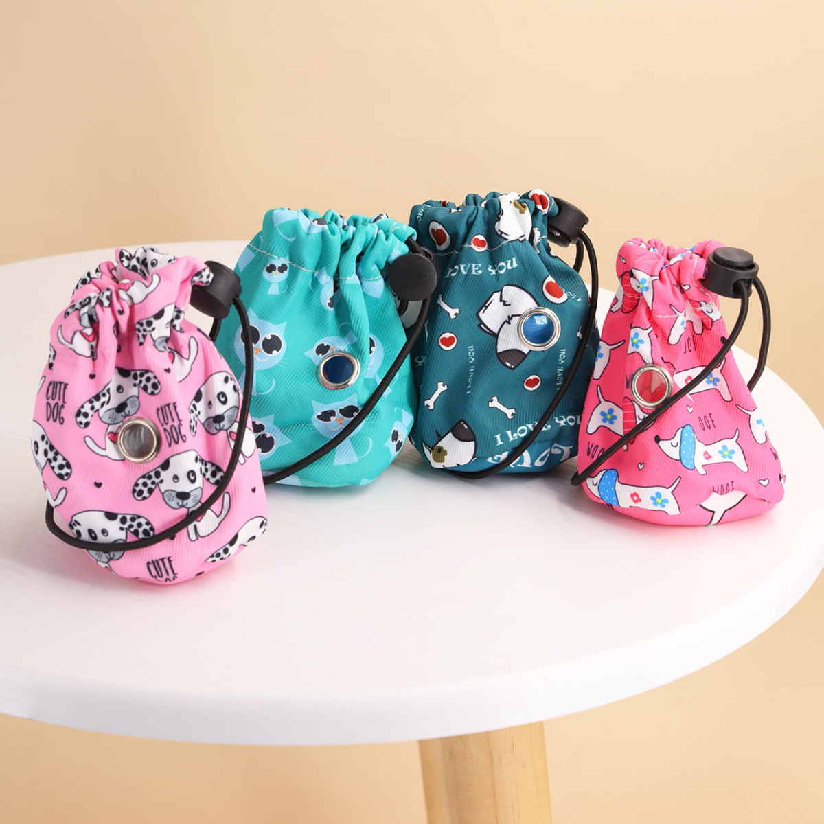 TEMU 1pc Random Style Graphic Pattern Dog Poop Bag Carrier Bag, Portable Pet Waste Bag Dispenser, Multifunctional Storage Bag For Dog Outdoor Supply