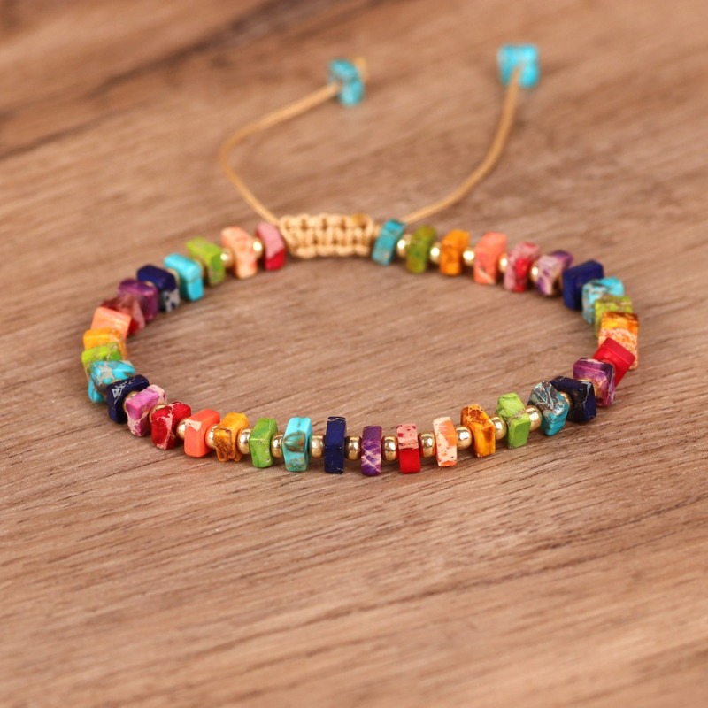 

Bracelet en perles de pierre naturelle colorée, style bohème simple, bijou de main
