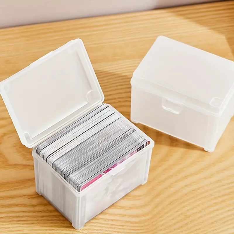 1pc Sundries Storage Box, Desktop Multi-functional Storage Box With Cover,  Plastic Card Photo Storage Bin, Minimalist Storage Case For Home