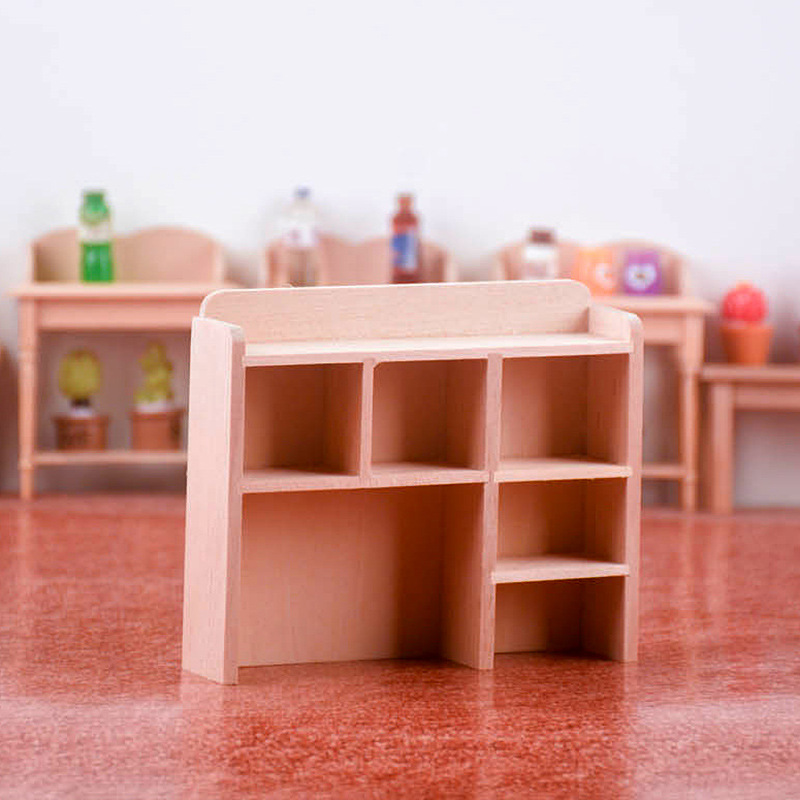  Veemoon Marco de simulación Mini estantería de madera Estante  de libros de simulación Decoración del hogar Escritorio Decoración superior  Gabinete de madera en miniatura Muebles de madera Casa de : Hogar