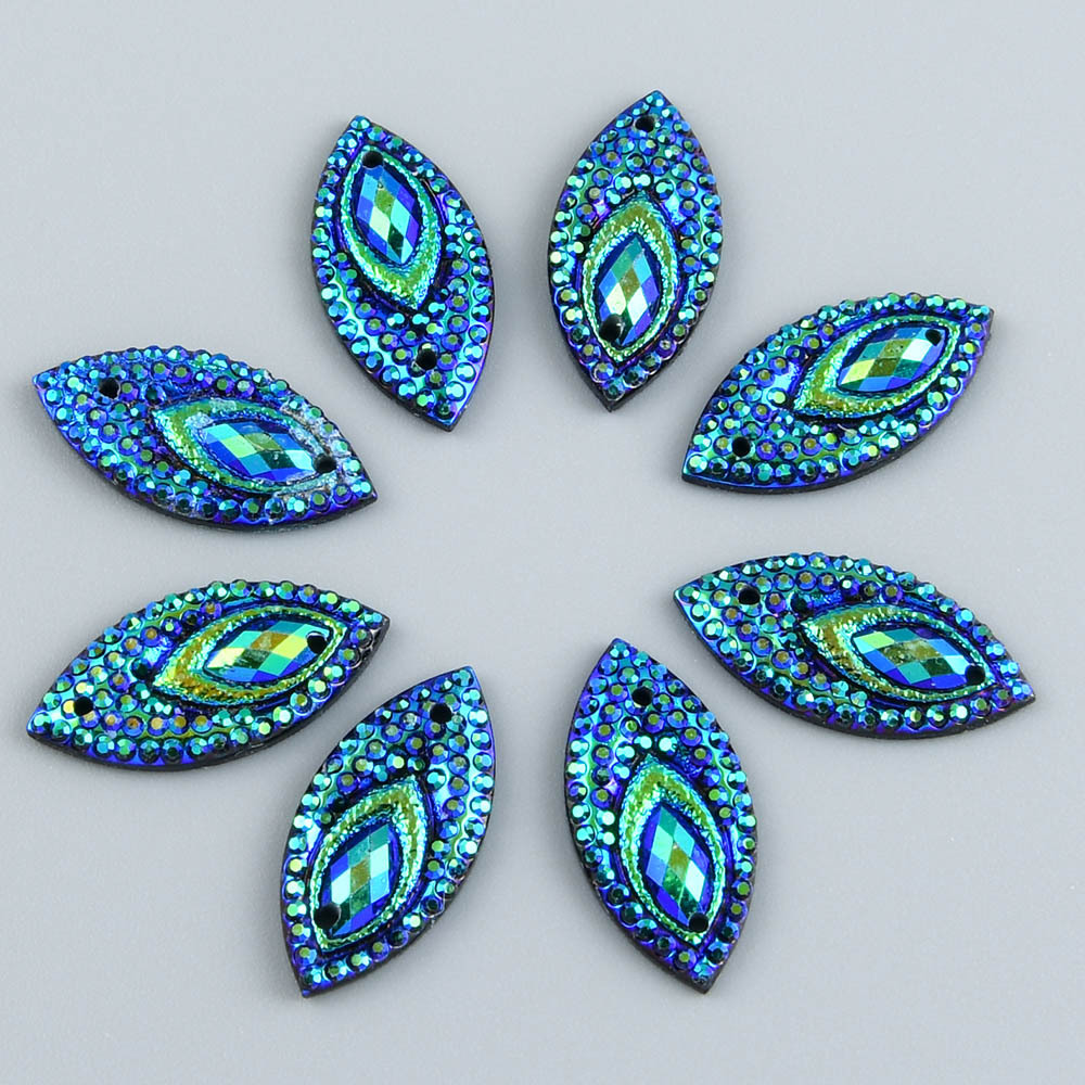 20pcs 1.1*2.2cm Marquise Shape Flatback Resin Rhinestone Flowers For Jewelry Accessories Supplies Apparel Decoration Nail Art Craft Supplies Scrapbooking Random Colors