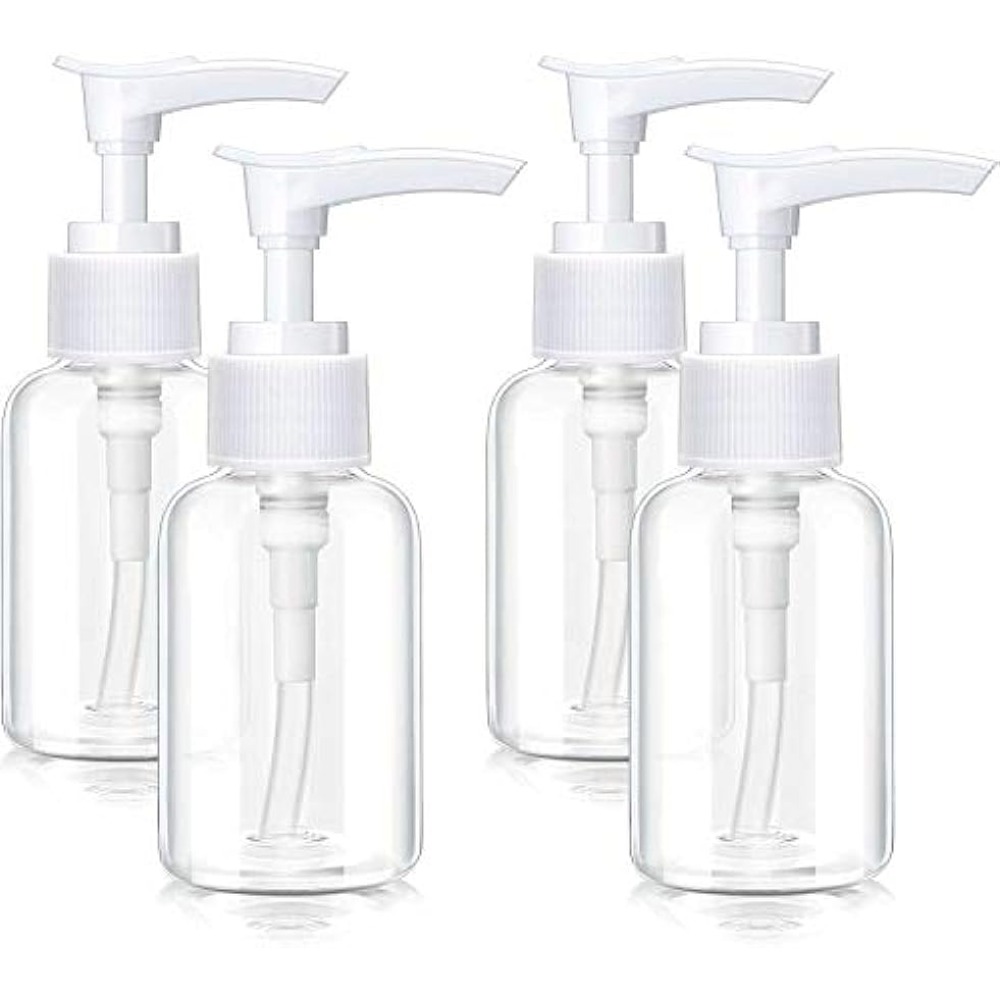 

4pcs Transparent Travel Bottles Pump Bottle Lotion Dispenser Bottle Clear Pump Dispenser 50ml Travel Pump Bottle For Cleaning, Cosmetics Packaging, Shampoo