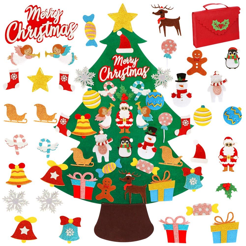 Kids DIY Felt Christmas Tree Merry Christmas Decorations For Home