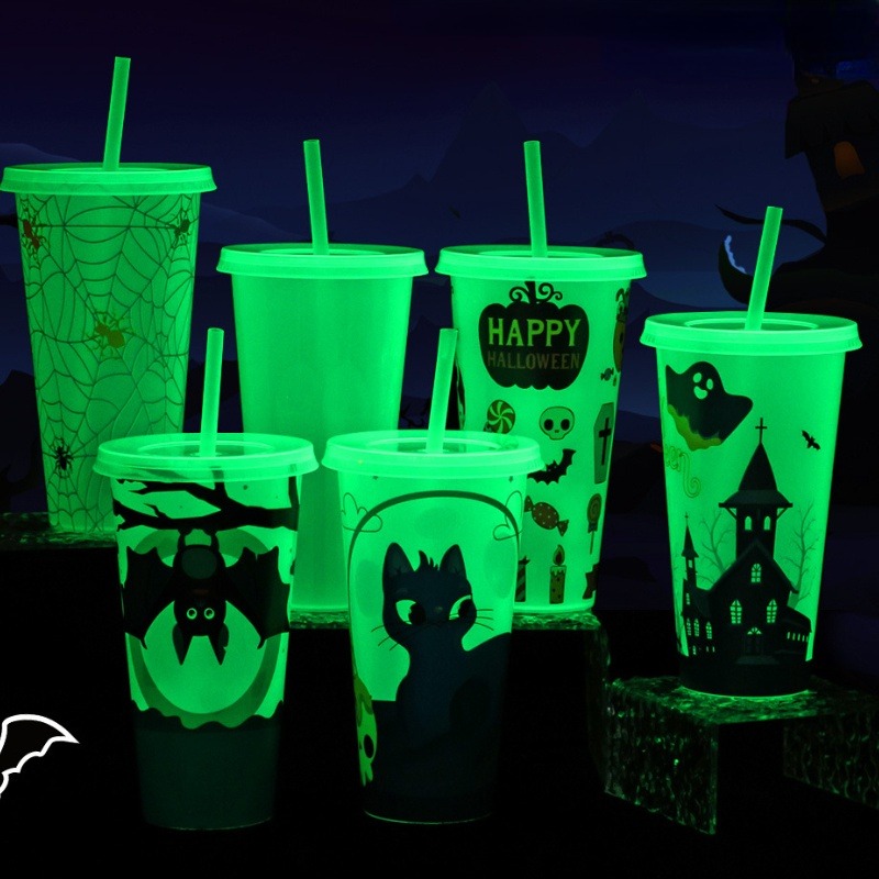Halloween Reusable Plastic Cups With Lids And Straws - Large Ice Cold  Drinking Mugs For Adults, Kids, And Women - Pumpkin Color Changing Cups  With Non-tipping Design - Temu