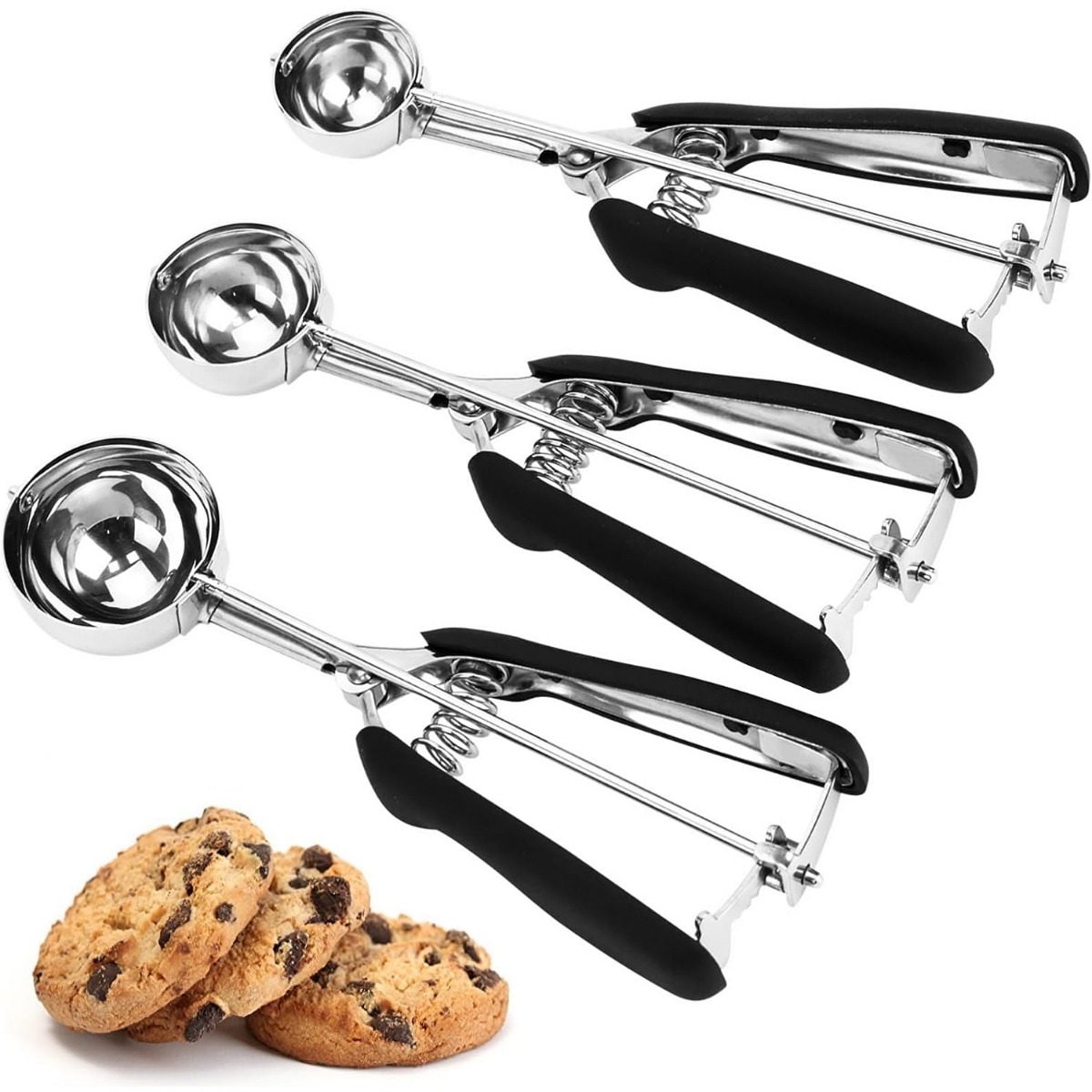 Cookie Scoop Set-small/1 Tbsp, Medium/2 Tbsp, Large/3 Tbsp-ice Cream Scoop  Set, 18/8 Stainless Steel Dough Scoop Cupcake Scoop Melon Ball