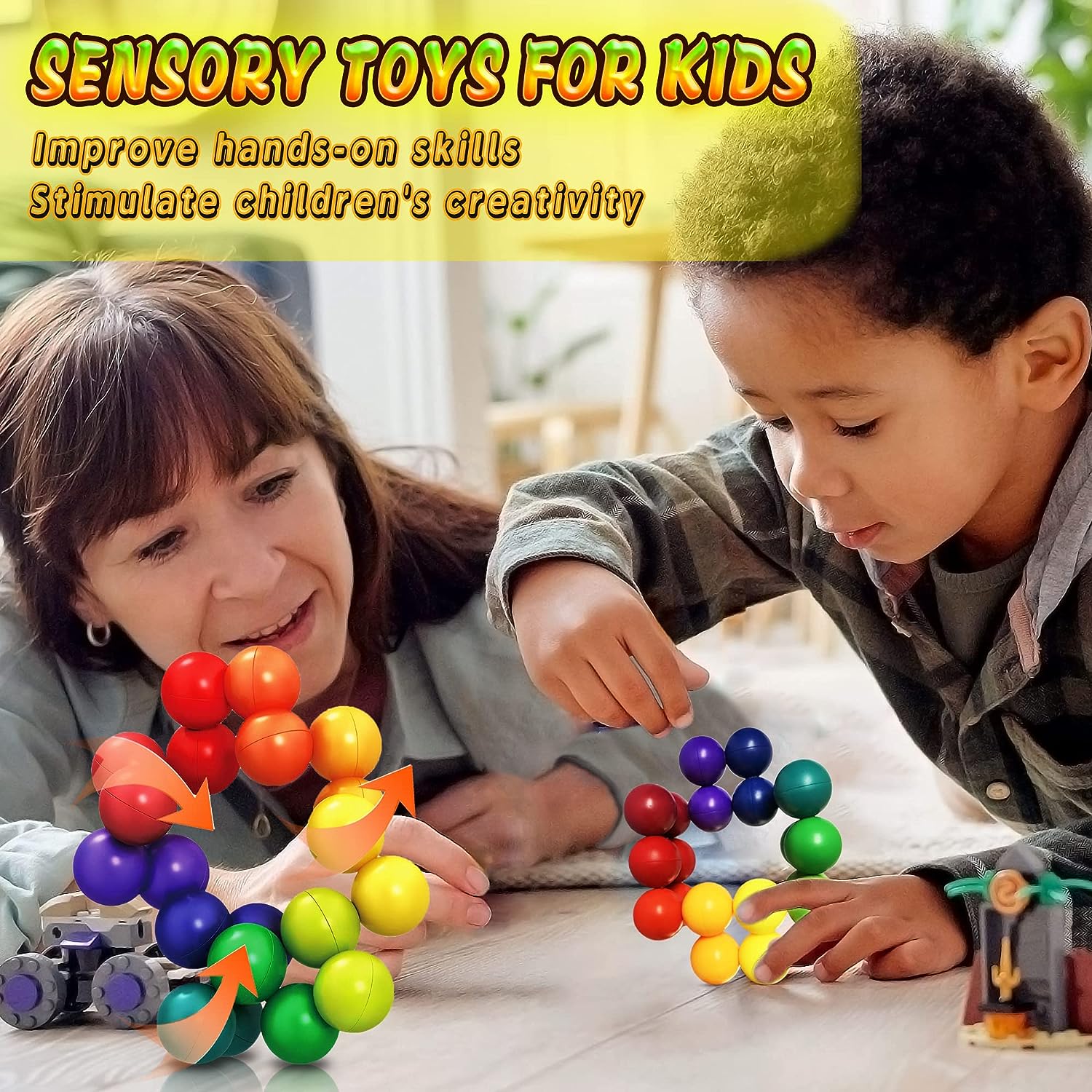 Sensory Toy For Kids Toddler Autistic Travel Toys Rainbow Ball ADHD Quiet  Cool Fidget Game Adults Stocking Stuffer Gift Inseparable From Sxe_toys,  $1.64