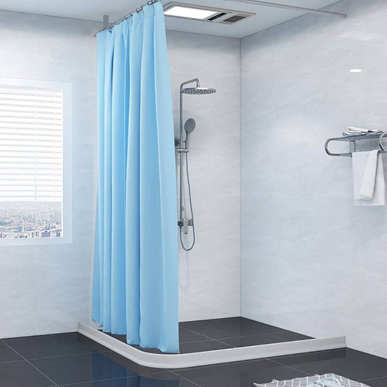 New Collapsible 67 Inch Shower Threshold Water Dam Collapsible Bath Shower  Barrier Water Stopper Retention System Dry and Wet Separation for Bathroom