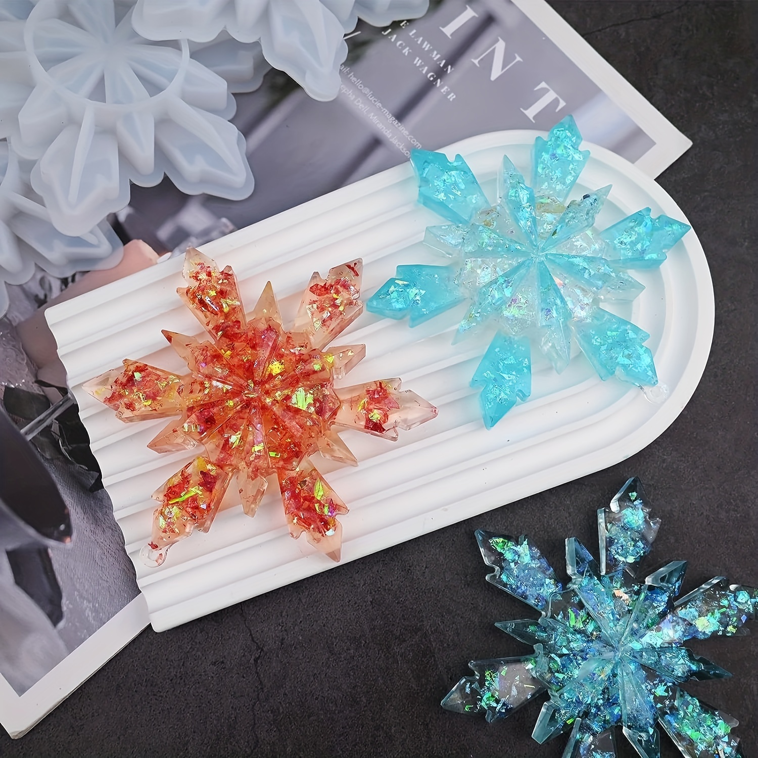 Christmas Silicone Resin Molds 3d Snowflake Molds Silicone - Temu
