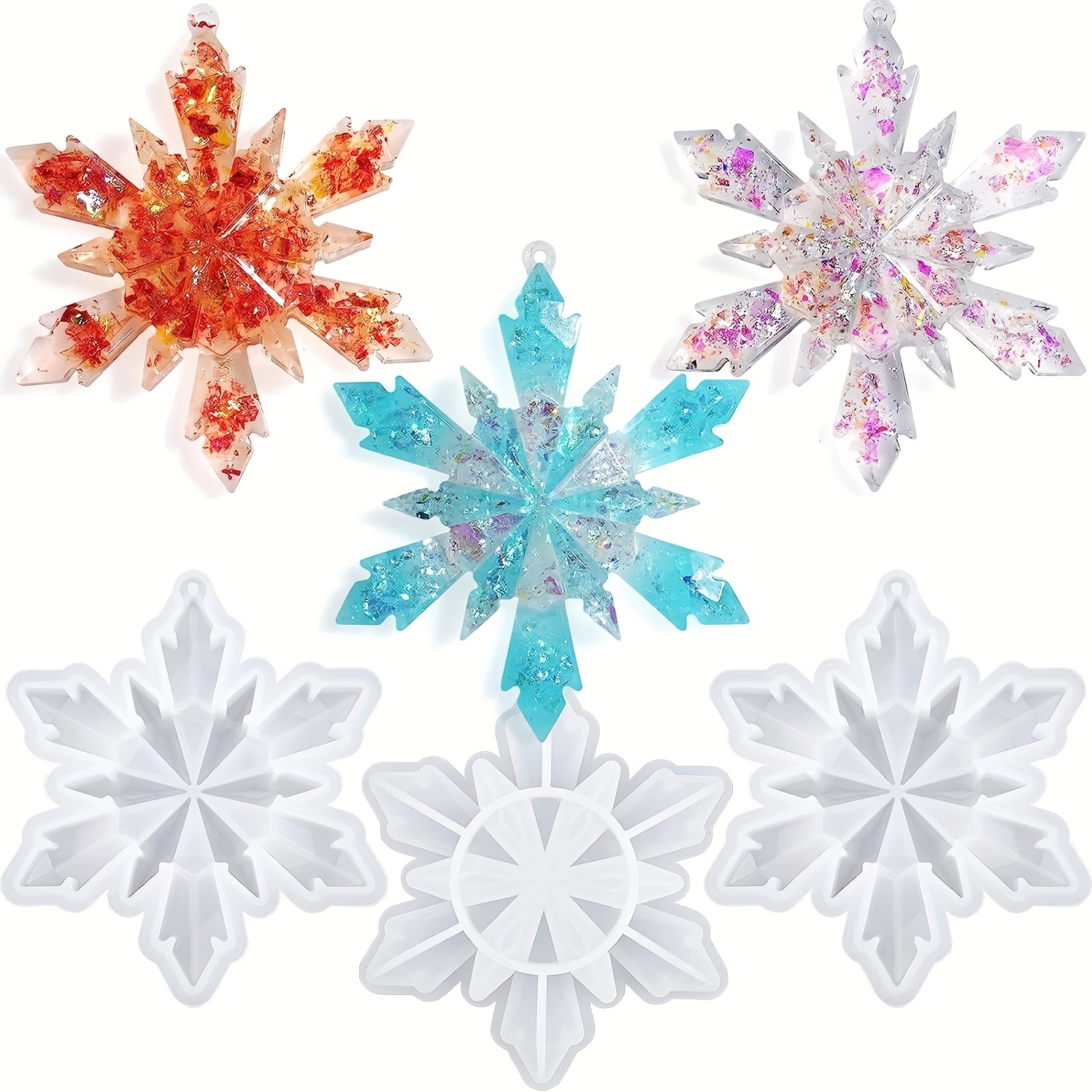 Christmas Silicone Resin Molds 3d Snowflake Molds Silicone - Temu