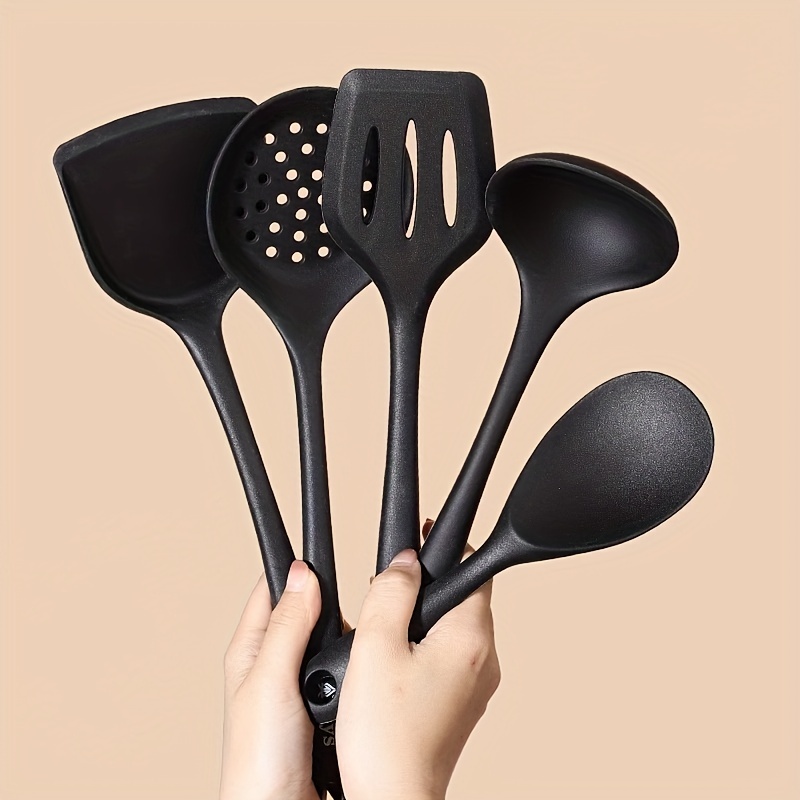 Black Silicone Ladle Spatula Kitchenware Supplies Cooking Utensils  Accessory New