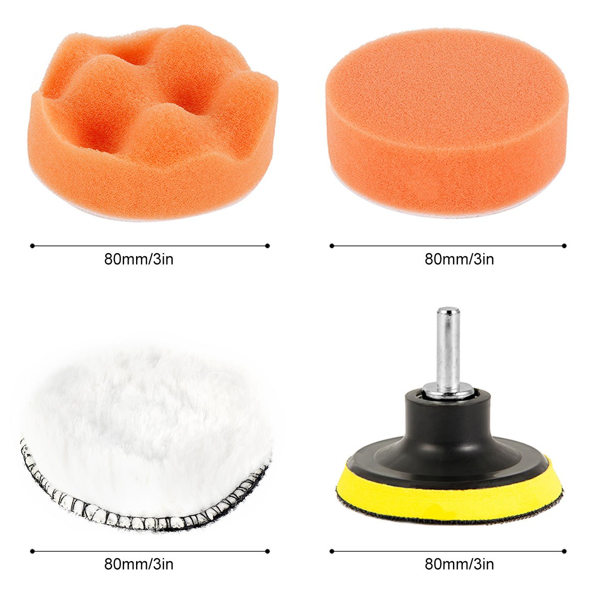 11Pcs 3 Inches Car Buffing Kit Wool Wax Sponge Polishing Wheel Drill Detail  Cleaning Self Adhesive Car Polisher Adapter