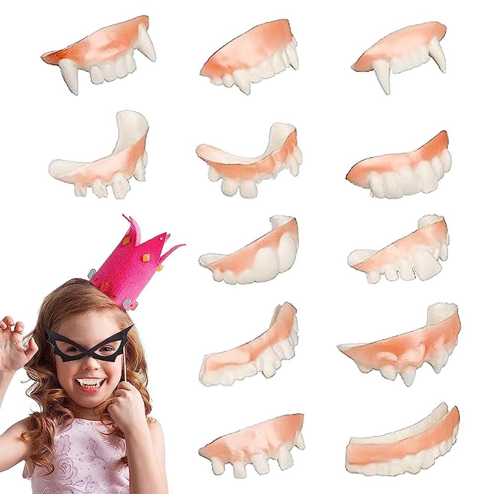 14pcs Vampire Teeth, Werewolf Zombie Teeth, Halloween Zombie Teeth Plastic  Vampire Halloween Party Costumes Adult Teen Cosplay Props