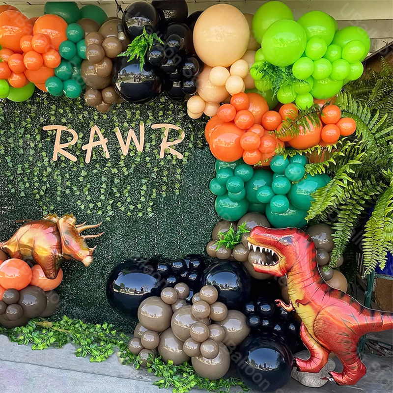  Decoraciones de dinosaurio de primer cumpleaños para niños,  suministros de fiesta de primer cumpleaños de dinosaurio para niños de 1 año,  globos de dinosaurio con temática de dinosaurio, kit de guirnalda
