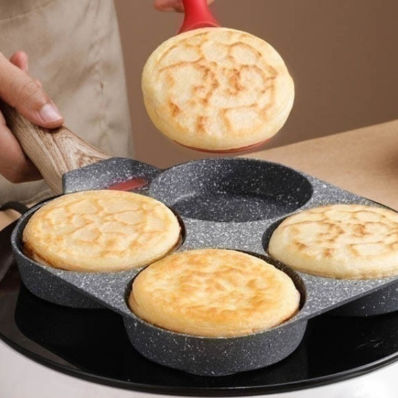 4-hole Omelet Pan For Burger Eggs Ham Pancake Maker Frying Pans