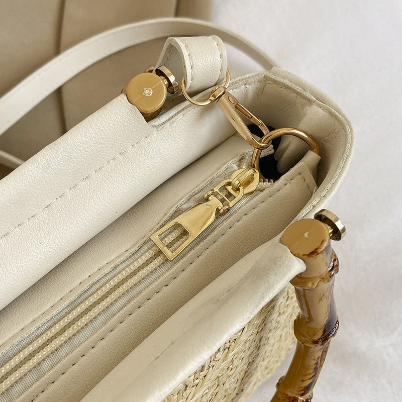 Handle Leather Small Satchel Square Crossbody Bag Purses Cream