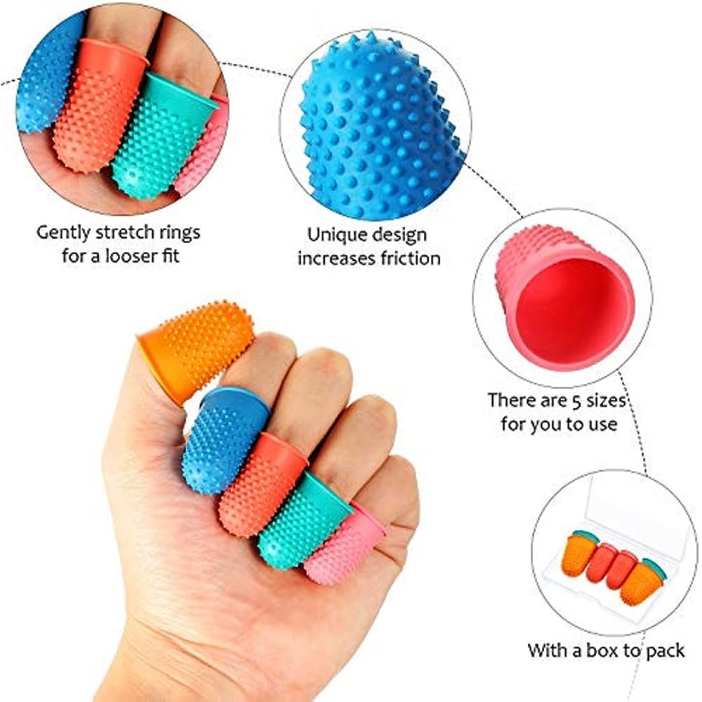 16PCS Silicone Thimble Finger Pads Assorted Colors Finger