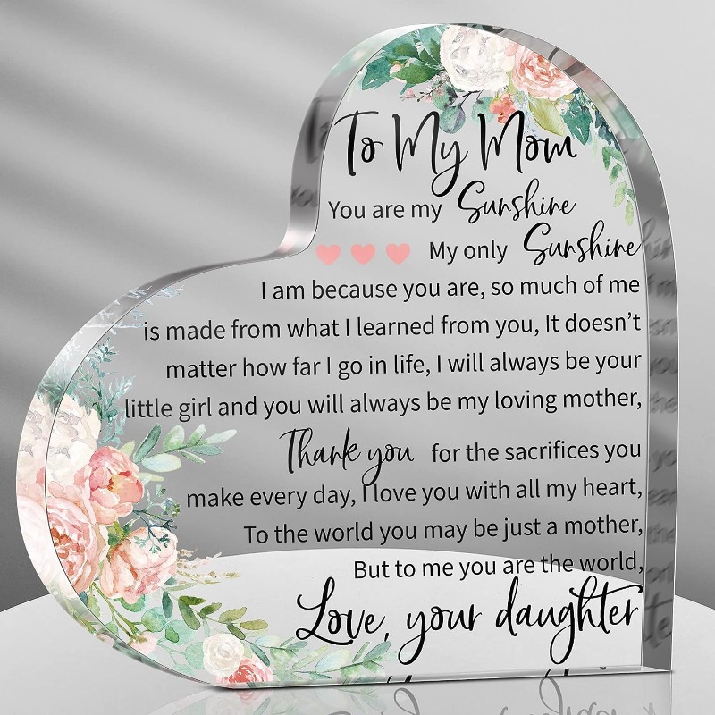 To My Mom From Daughter Gift Mother In Law Gift Mom Gift Acrylic Heart  Mothers Plaque Grateful Birthday Gifts For Mom Acrylic You Are My Sunshine  Heart Sign - Temu Australia