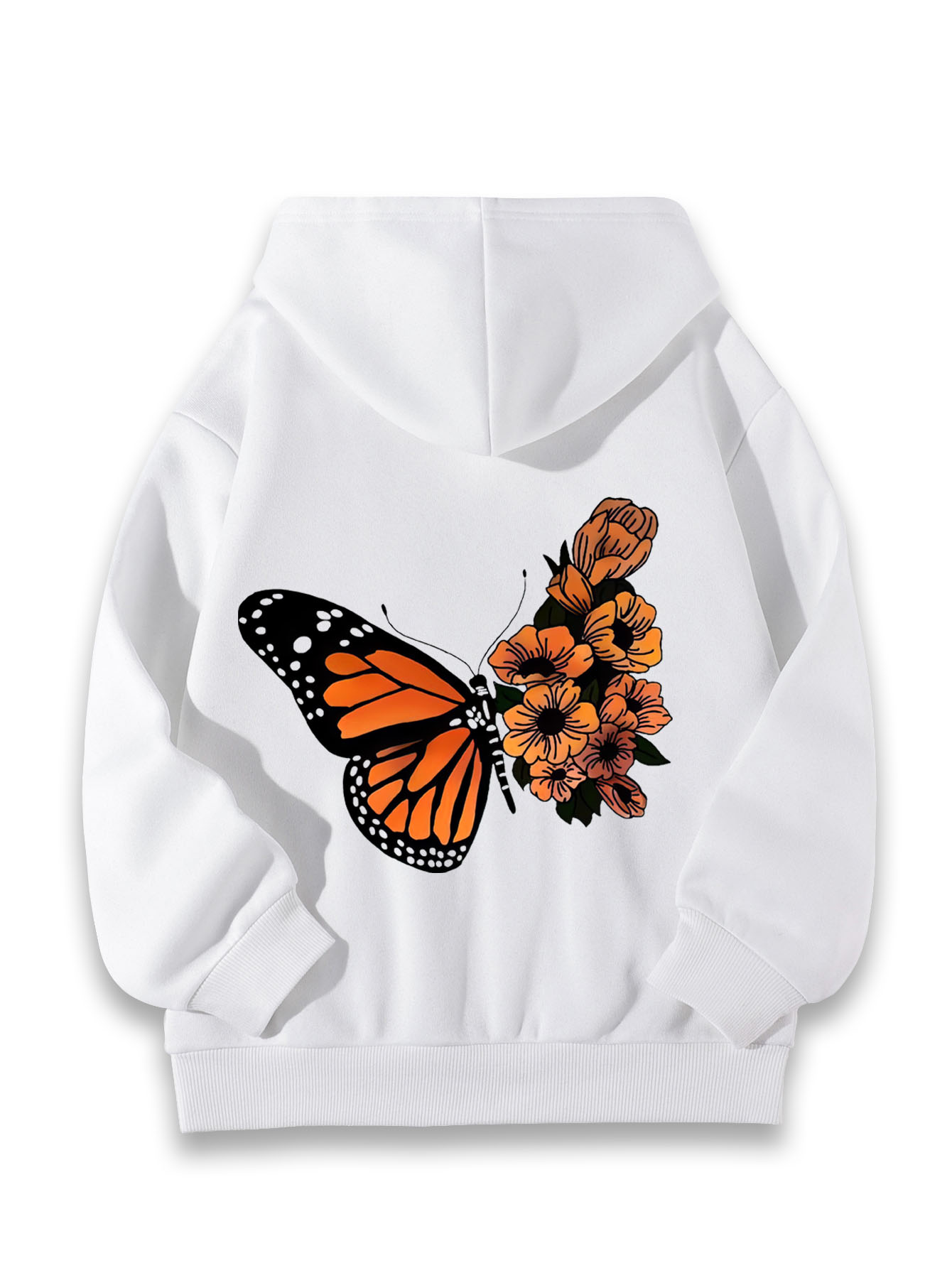 Butterfly Slogan Graphics Girls' Long Sleeve Casual Style Hooded