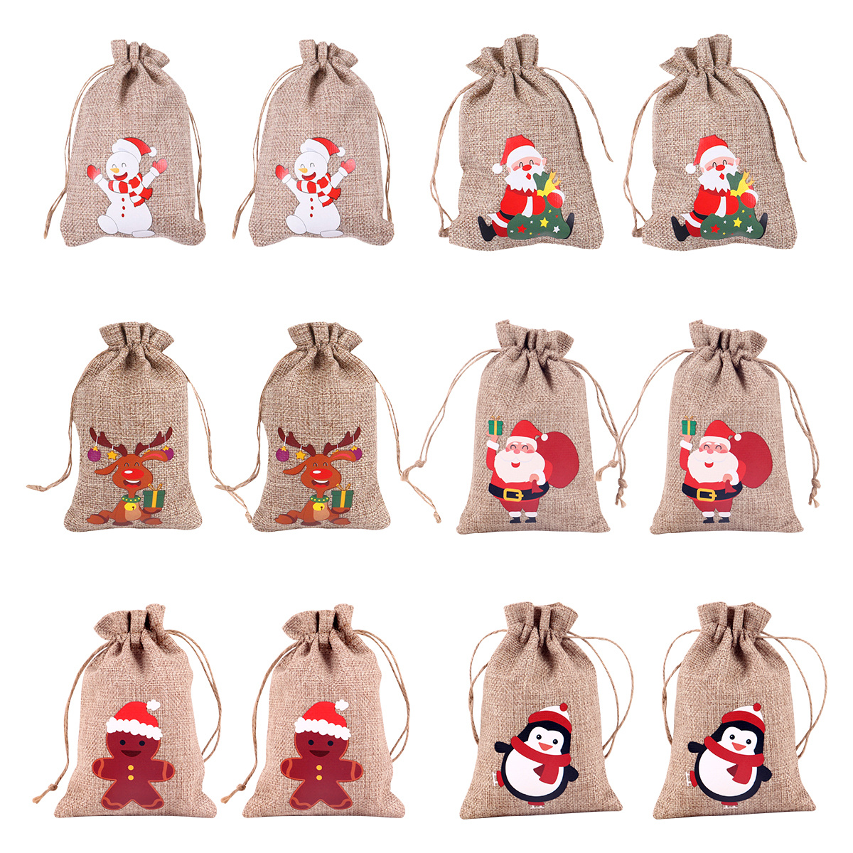 100/50/10Pcs Halloween Christmas Wedding Candy Bag Linen Pouch Bag Jewelry  Display Organizer Small Drawstring Pouch Bags Burlap Jute Hessian Wedding  Favor Gift Bag