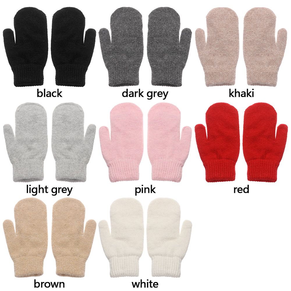 Velvet Lined Knit Mittens Thickened Soft Warm Full Finger Gloves Autumn Winter Coldproof Versatile Cycling Gloves details 8