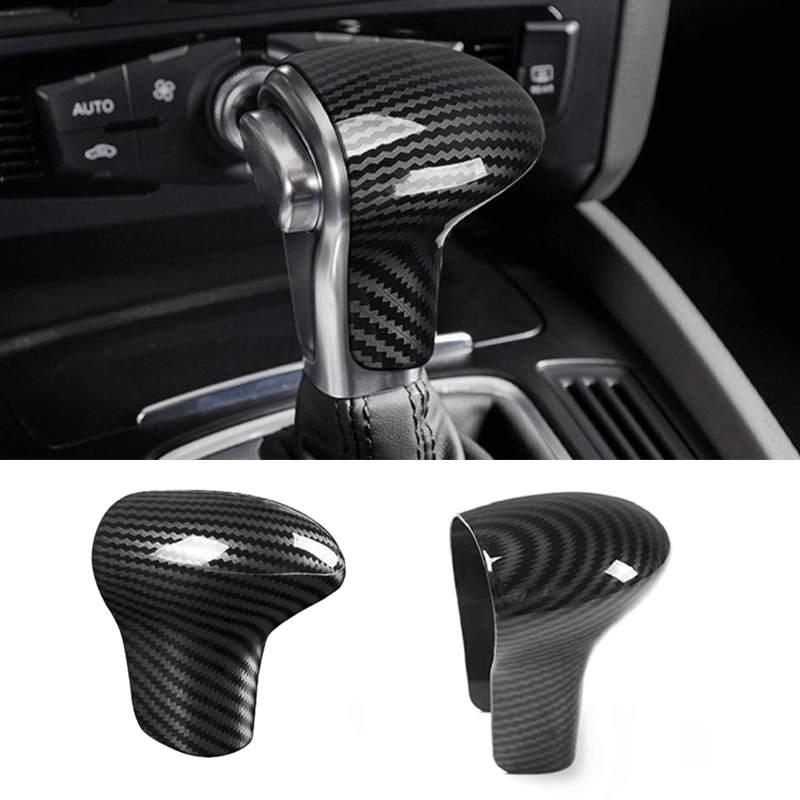 1pc Carbon Fiber Gear Shift Lever Knob Cover Cap Trim For Audi A4 B8 A5 A6  A7 Q5 Q7 LHD Gearshift Handle Car Interior Accessories