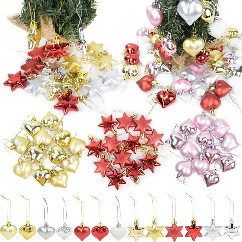 

12pcs Shape Christmas Ball Tree Plastic Pendant Ornament Party New Year Decor