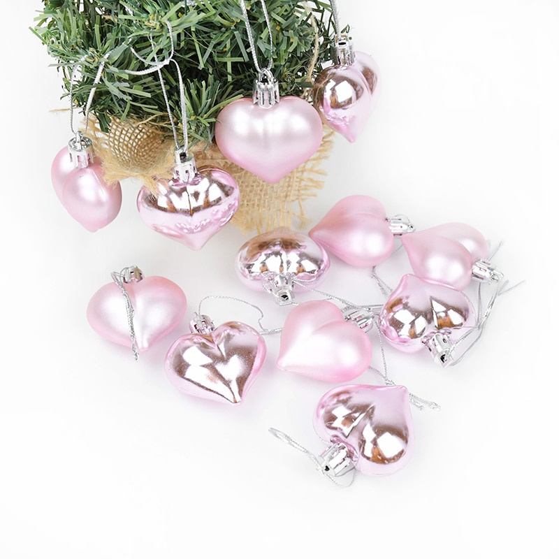 12pcs Shape Christmas Ball Tree Plastic Hanging Ball Pendant Ornament Party New Year Decor
