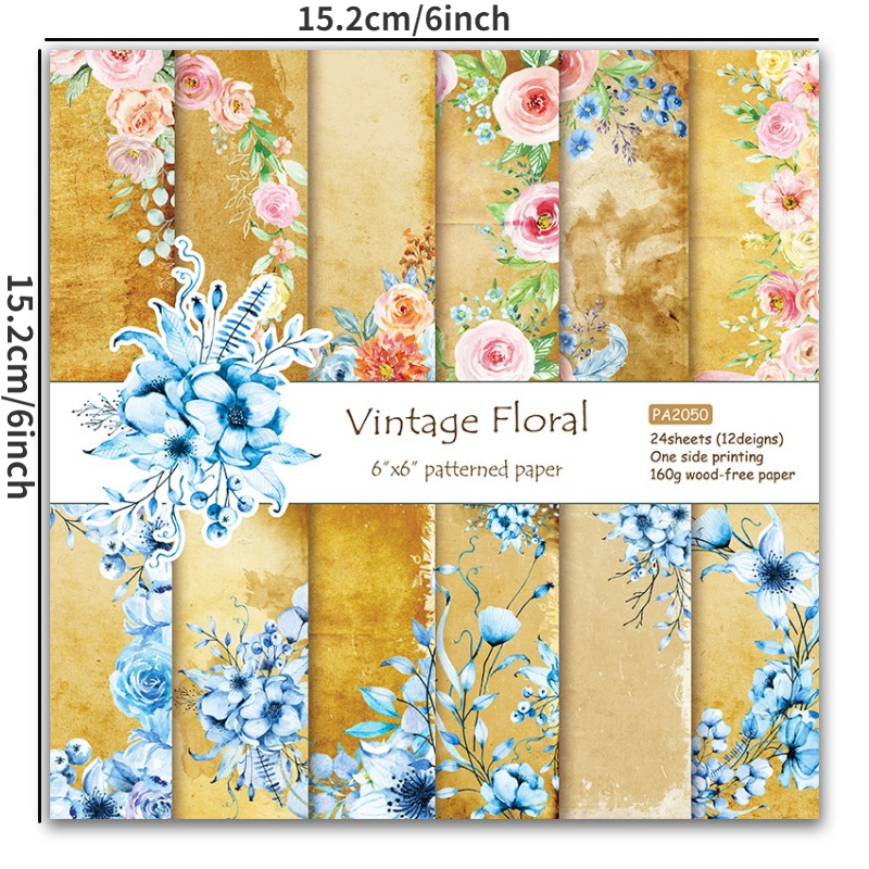 Vintage Floral Scrapbook Paper Pad 8x8 Scrapbooking Kit for