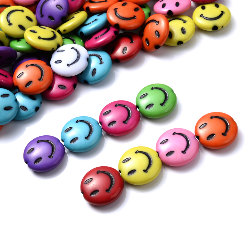 50 pcs smiley face beads for