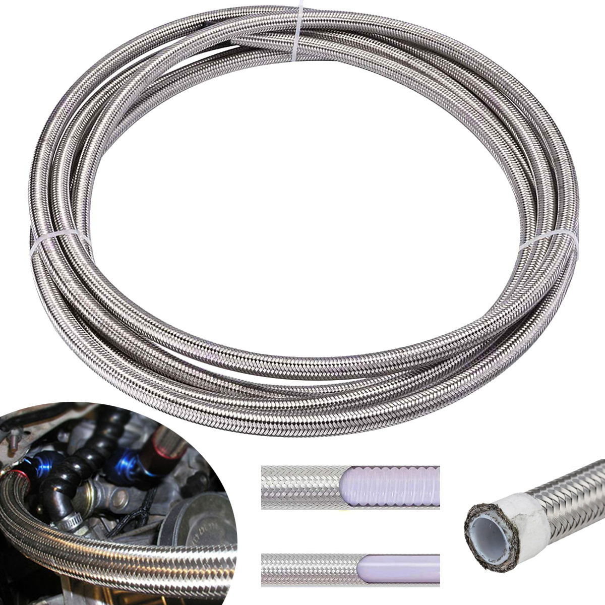 MOJTBE 12FT 6AN Fuel Line Hose AN6 38 Silver Stainless India